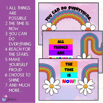 Growth Mindset Poster Display Rainbow Classroom Decor and Bulletin Board