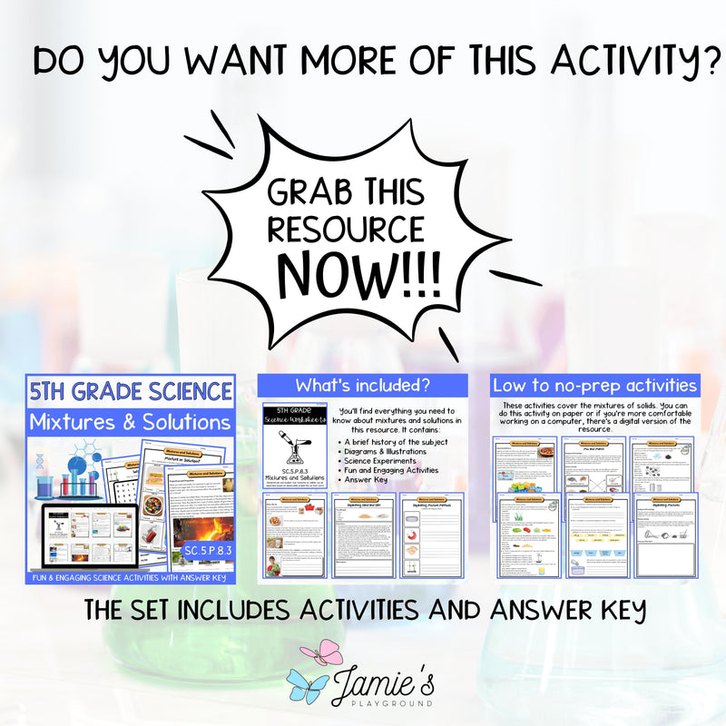 FREE Mixture or Solution? Cut, Sort, and Glue: Physical Science Activity