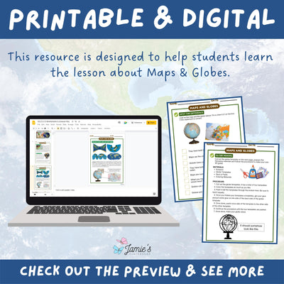 Maps and Globes Activity & Answer Key 3rd Grade Social Studies