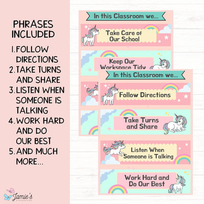 Classroom Rules & Expectations Posters (Unicorn) Bulletin Board Classroom Decor