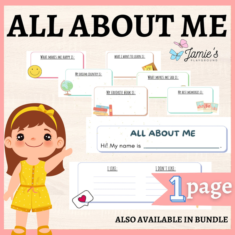 Interactive Back To School Writing Activity: All About Me Worksheet 1