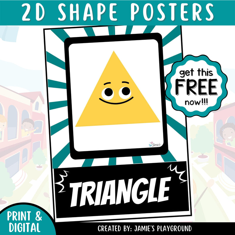 FREE - Superhero 2D Shape Chart/Poster: Print & Digital Classroom Decoration