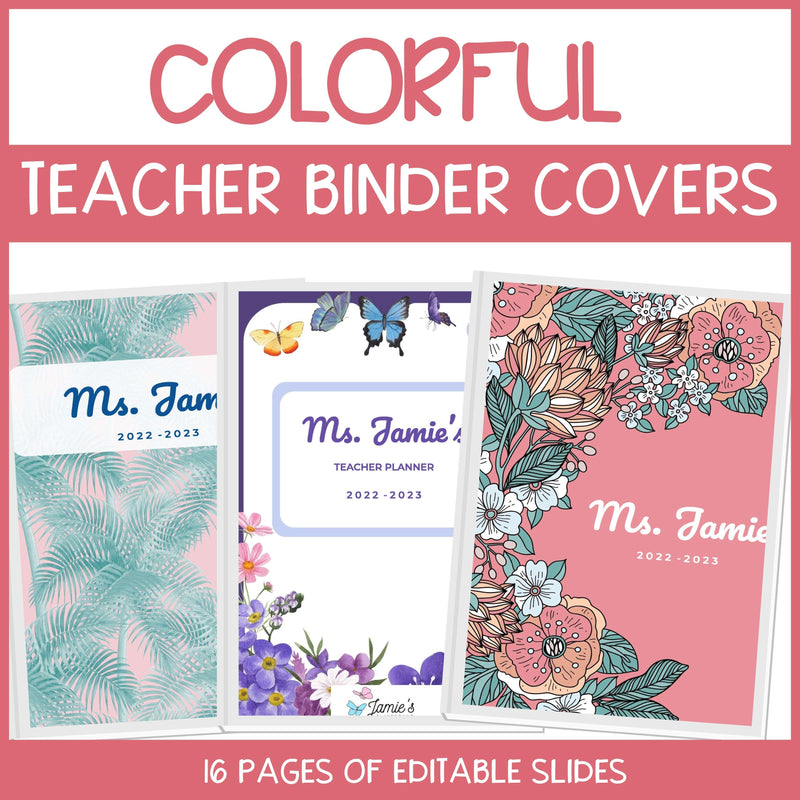 Editable Binder Covers for Teacher Binder and Planner | Colorful