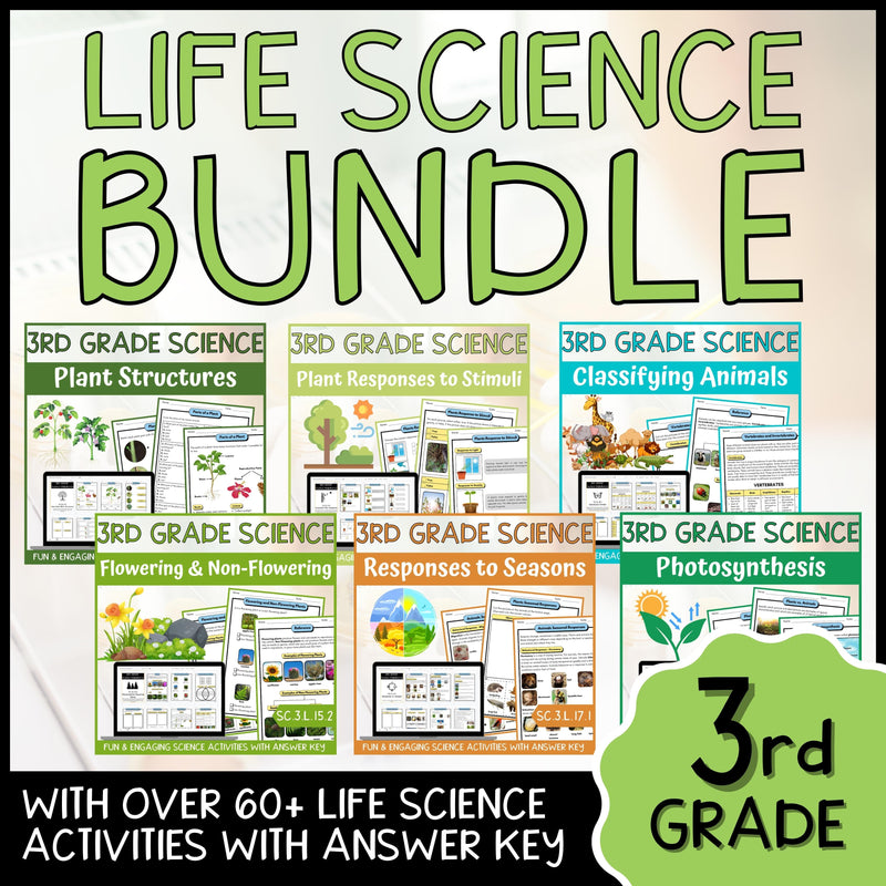 3rd Grade Life Science BUNDLE - NGSS Aligned Activities & Answer Key