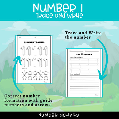 Number Tracing & Writing Activity | Number Formation Trace & Write - Number 1