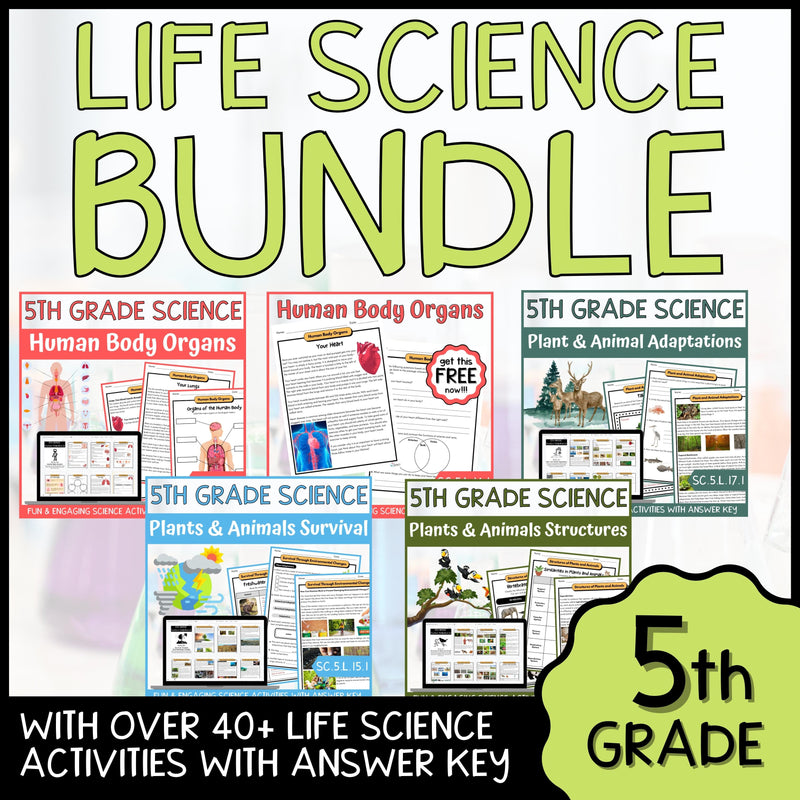 5th Grade Life Science BUNDLE - NGSS Aligned Activities & Answer Key