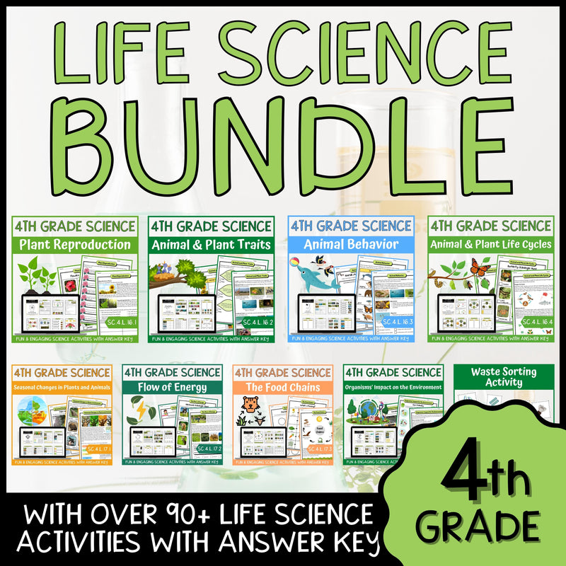 4th Grade Life Science BUNDLE - NGSS Aligned Activities & Answer Key