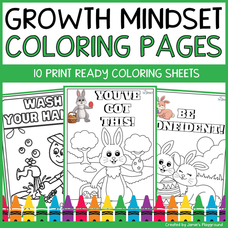 Growth Mindset Coloring Pages and Posters - Easter Bunny Inspirational Coloring