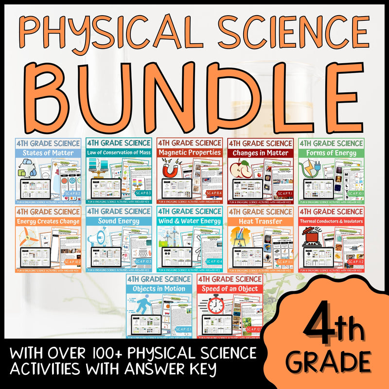 4th Grade Physical Science BUNDLE - NGSS Aligned Activities & Answer Key