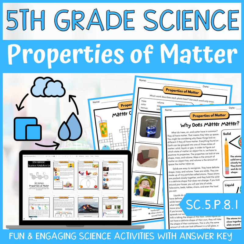 Properties of Matter Activity & Answer Key 5th Grade Physical Science