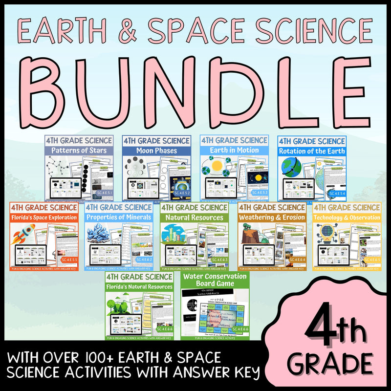 4th Grade Earth and Space Science BUNDLE - NGSS Aligned Activities & Answer Key