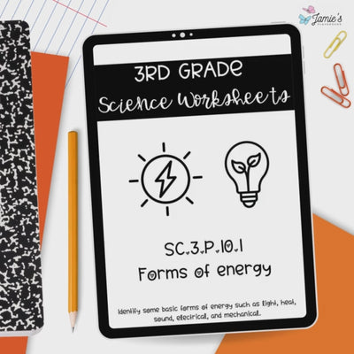 Forms of Energy Activity & Answer Key 3rd Grade Physical Science