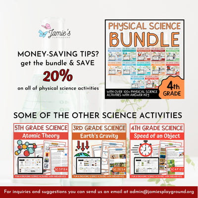 Changes in Matter Activity & Answer Key 4th Grade Physical Science