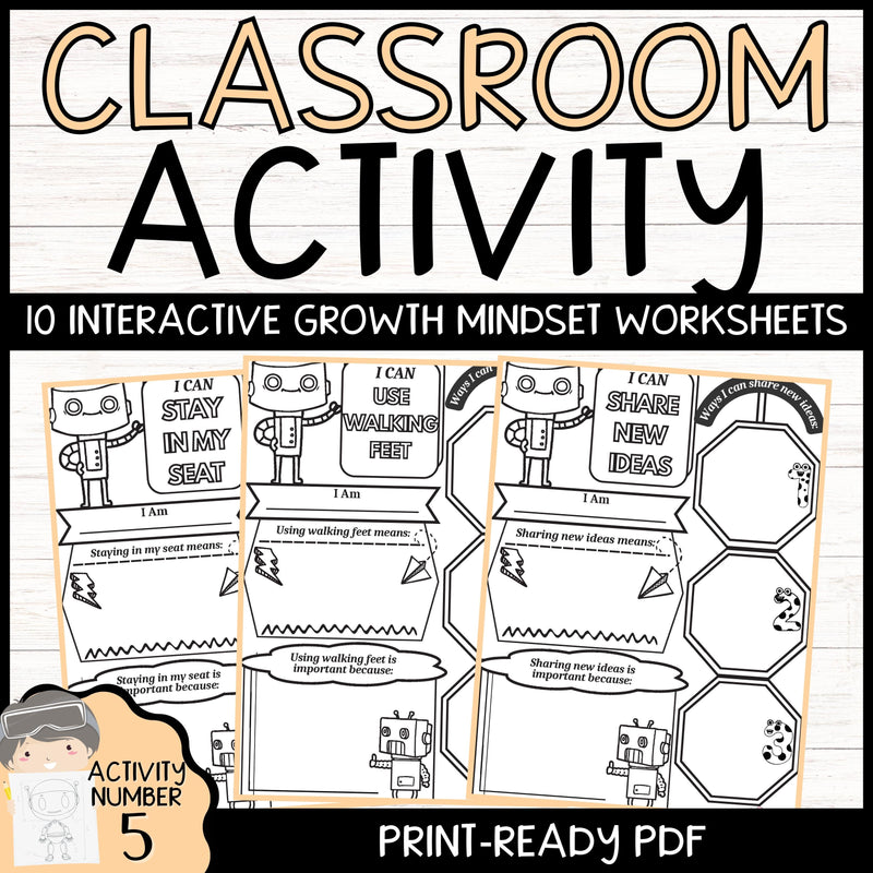 Growth Mindset Writing Activity 5 - Writing Prompts & Reflection Journal