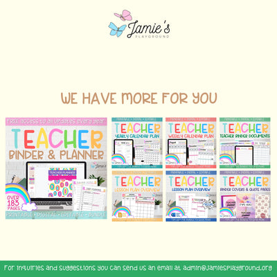 Editable Binder Documents for Teacher Binder and Planner | Rainbow theme