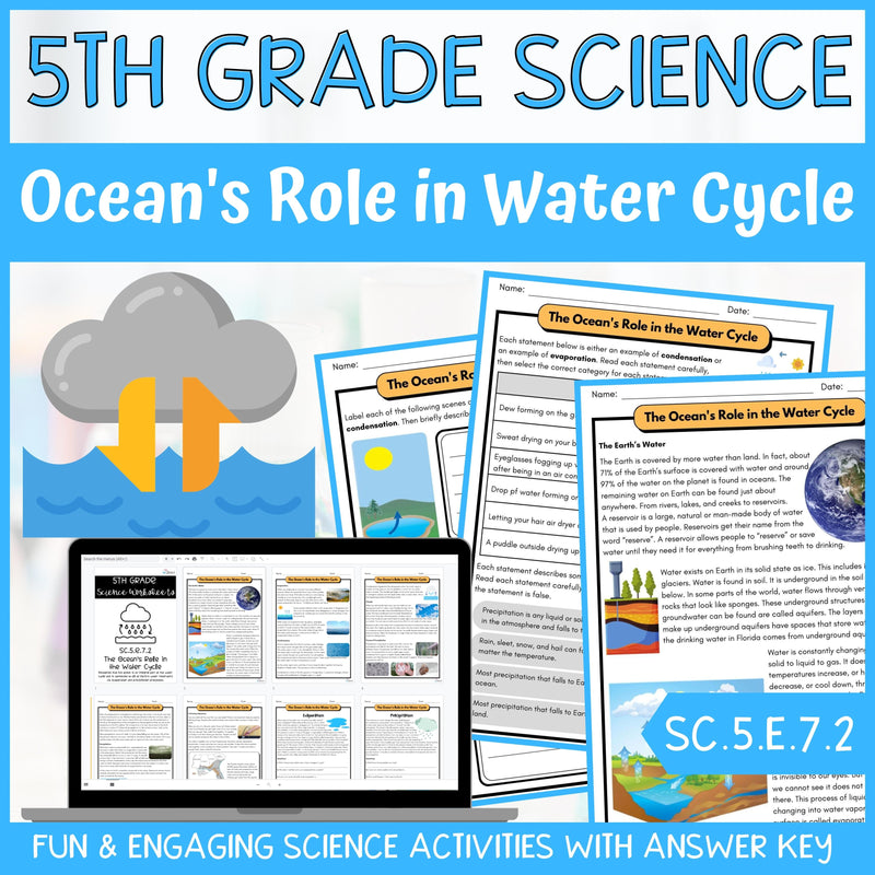 The Role of Ocean in Water Cycle Activity & Answer Key 5th Grade Earth Science