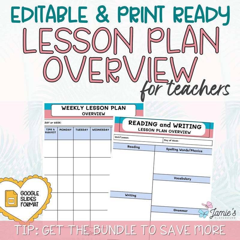 Editable Weekly Lesson Plan Template in Google Slides | Pink & Teal Theme