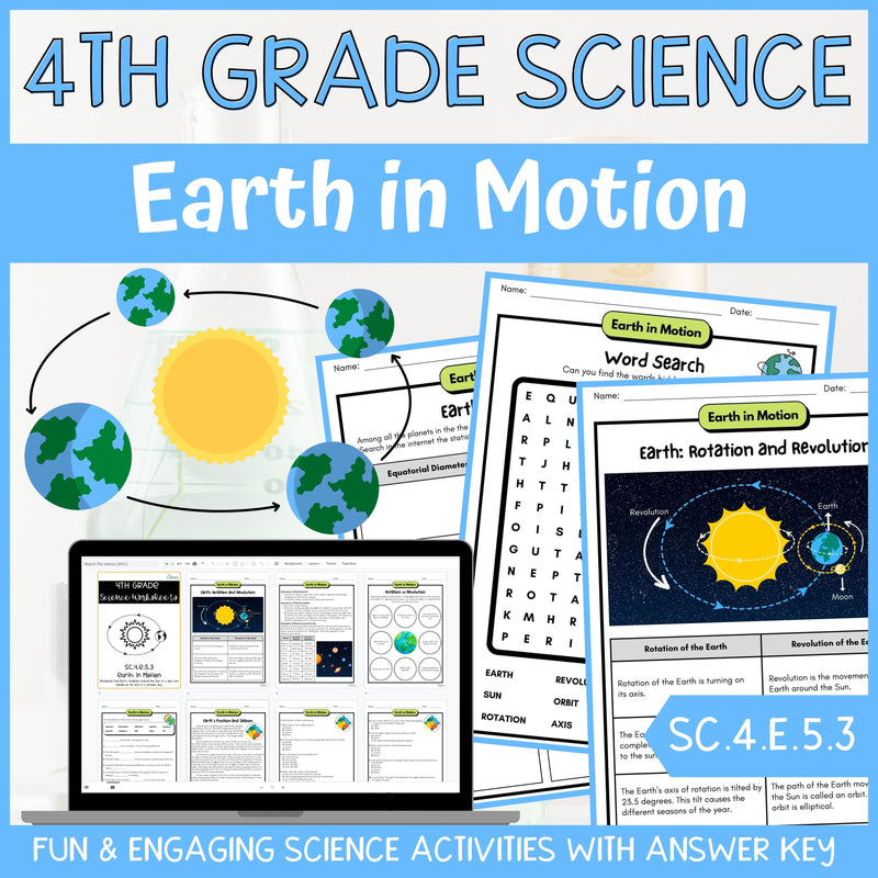 Earth in Motion Activity & Answer Key 4th Grade Earth & Space Science