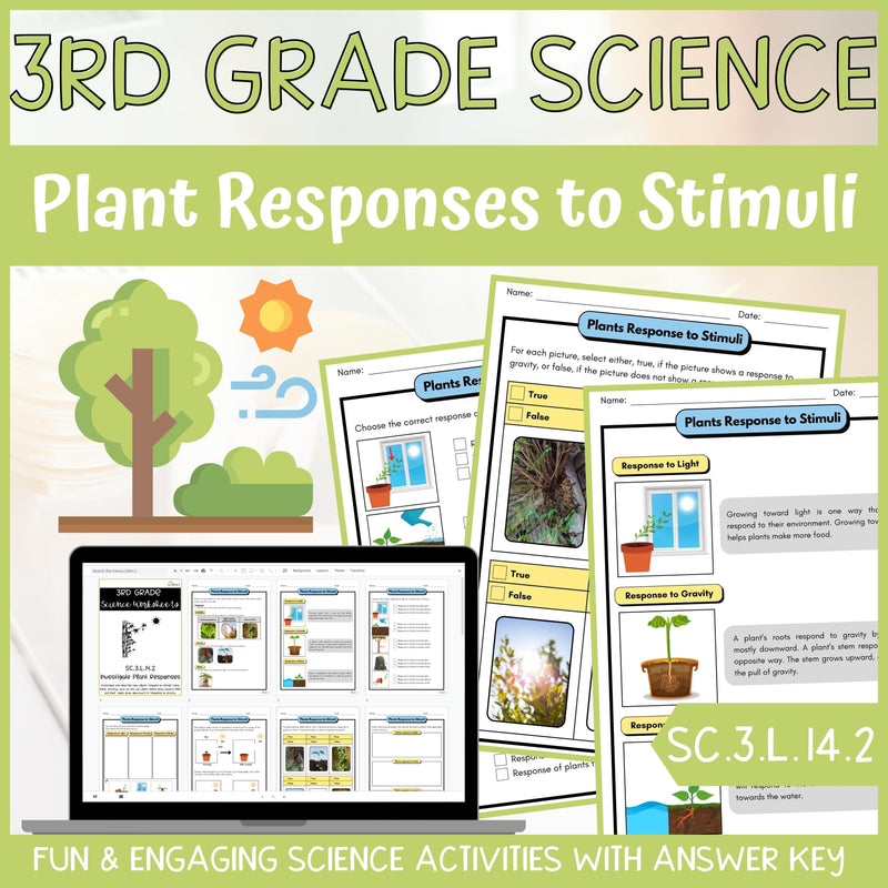 Plant Response to Stimuli Activity & Answer Key 3rd Grade Life Science