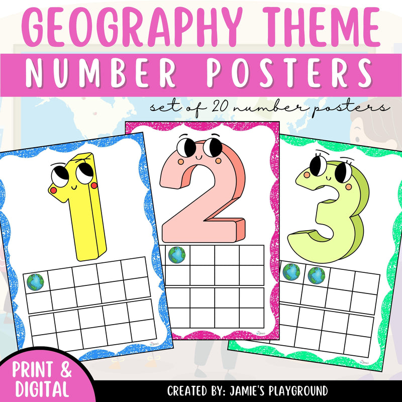 Number Posters 2 - Geography Classroom Decor Number Recognition