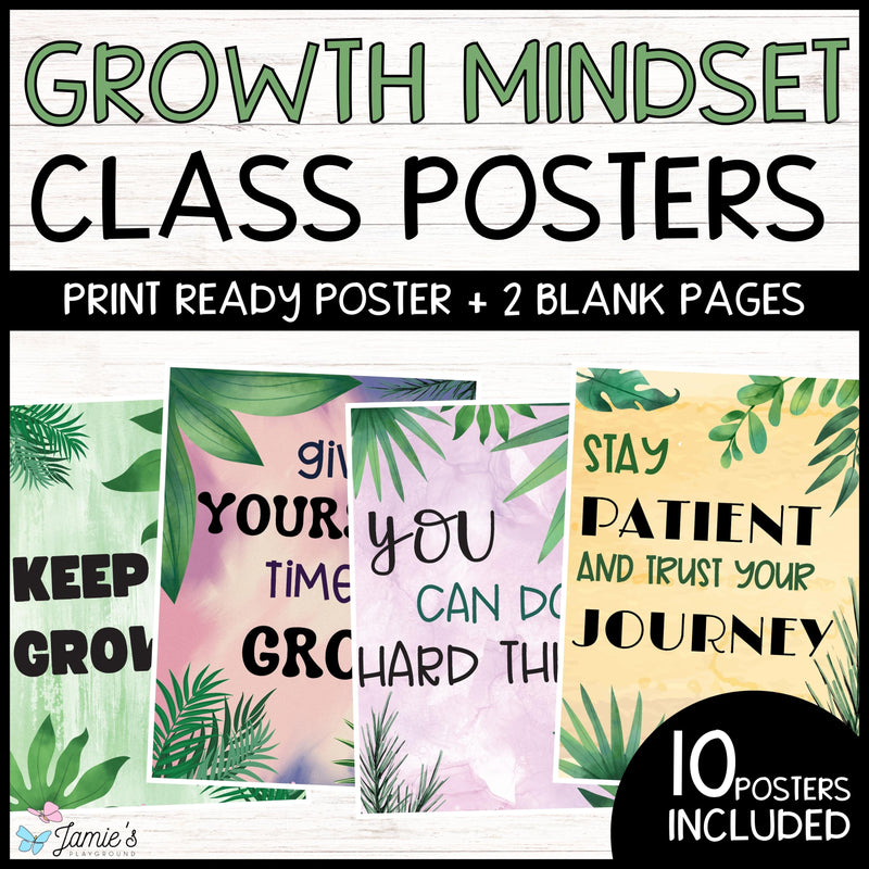 Growth Mindset Poster Display Tropical Classroom Decor and Bulletin Board