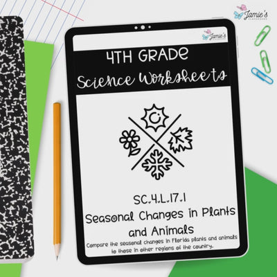 Seasonal Changes in Plants and Animals Activity & Answer Key 4th Grade Life Science