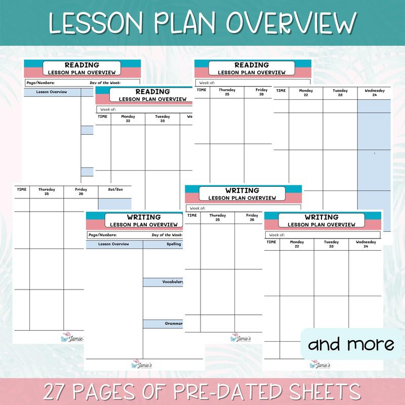 Editable Weekly Lesson Plan Template in Google Slides | Pink & Teal Theme