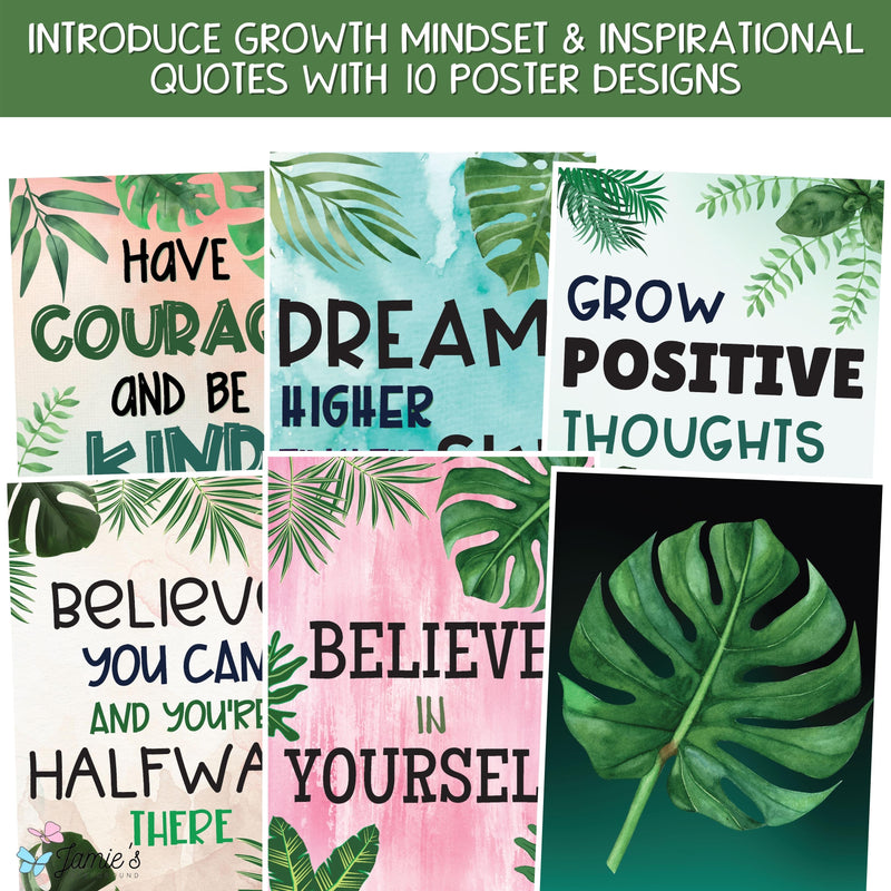 Growth Mindset Poster Display Tropical Classroom Decor and Bulletin Board