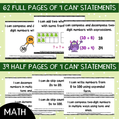 Florida BEST Standards: 1st Grade MATH & ELA I Can Statements - BUNDLE