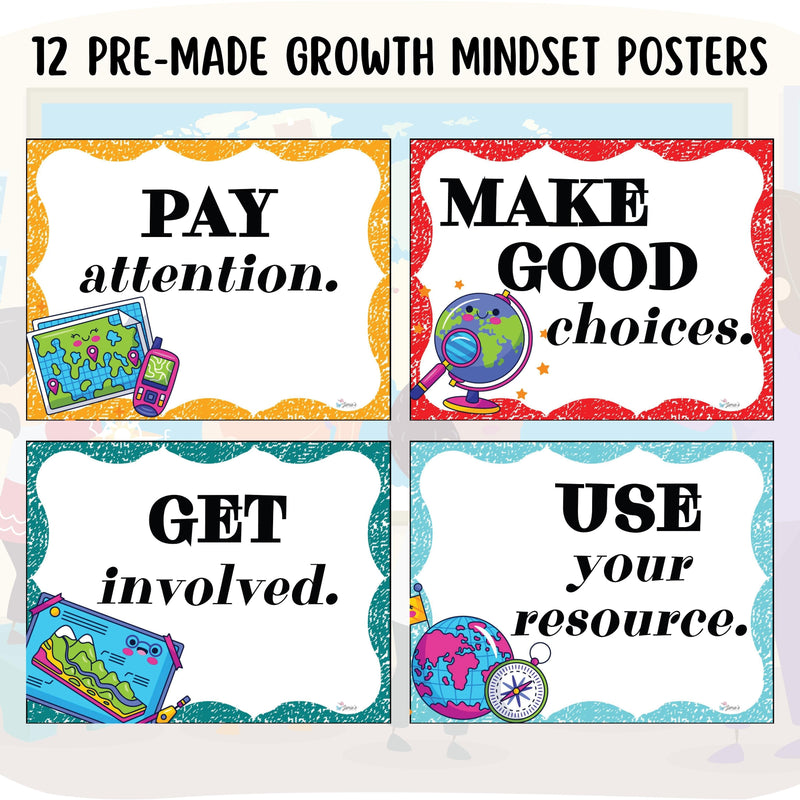 Editable Posters 2 - EDITABLE Geography Growth Mindset Posters