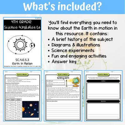 Earth in Motion Activity & Answer Key 4th Grade Earth & Space Science