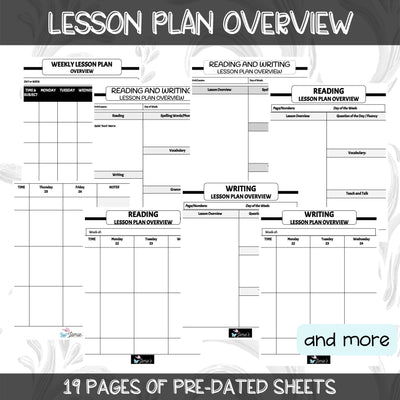 Editable Weekly Lesson Plan Template in Google Slides | Black & White theme