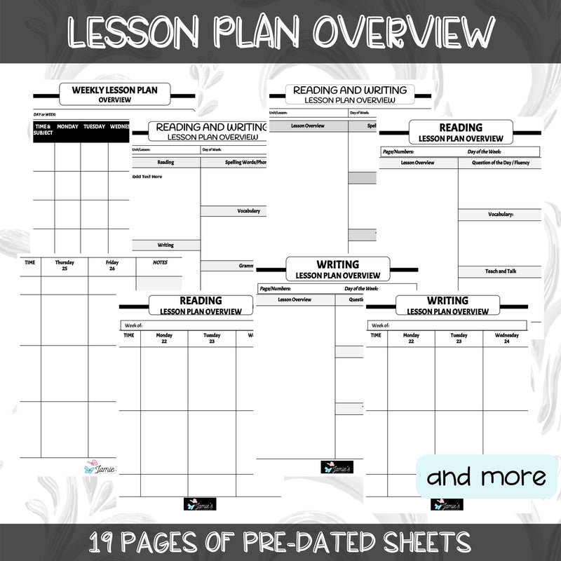 Editable Weekly Lesson Plan Template in Google Slides | Black & White theme