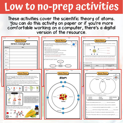 Atomic Theory Activity & Answer Key 5th Grade Physical Science