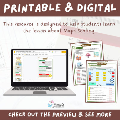 Map Scale Activity & Answer Key 3rd Grade Social Studies