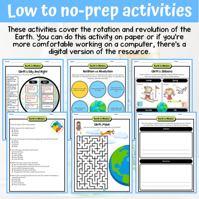 Earth in Motion Activity & Answer Key 4th Grade Earth & Space Science