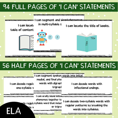 Florida BEST Standards: 1st Grade MATH & ELA I Can Statements - BUNDLE