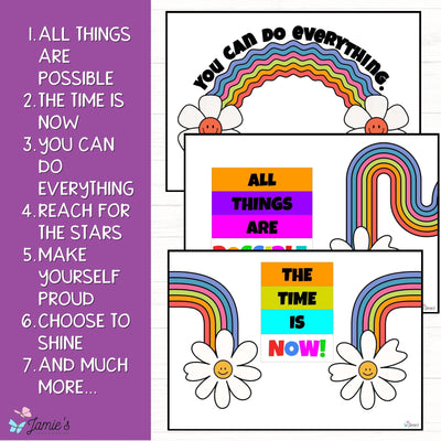 Growth Mindset Poster Display Rainbow Classroom Decor and Bulletin Board