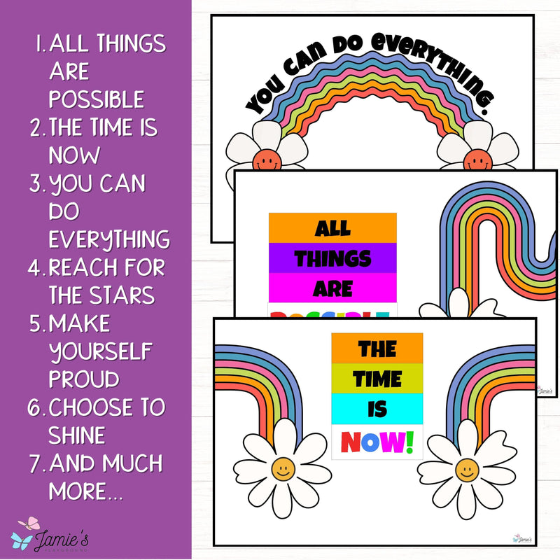 Growth Mindset Poster Display Rainbow Classroom Decor and Bulletin Board