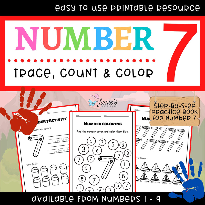 Number Tracing & Writing Activity | Number Formation Trace & Write - Number 7