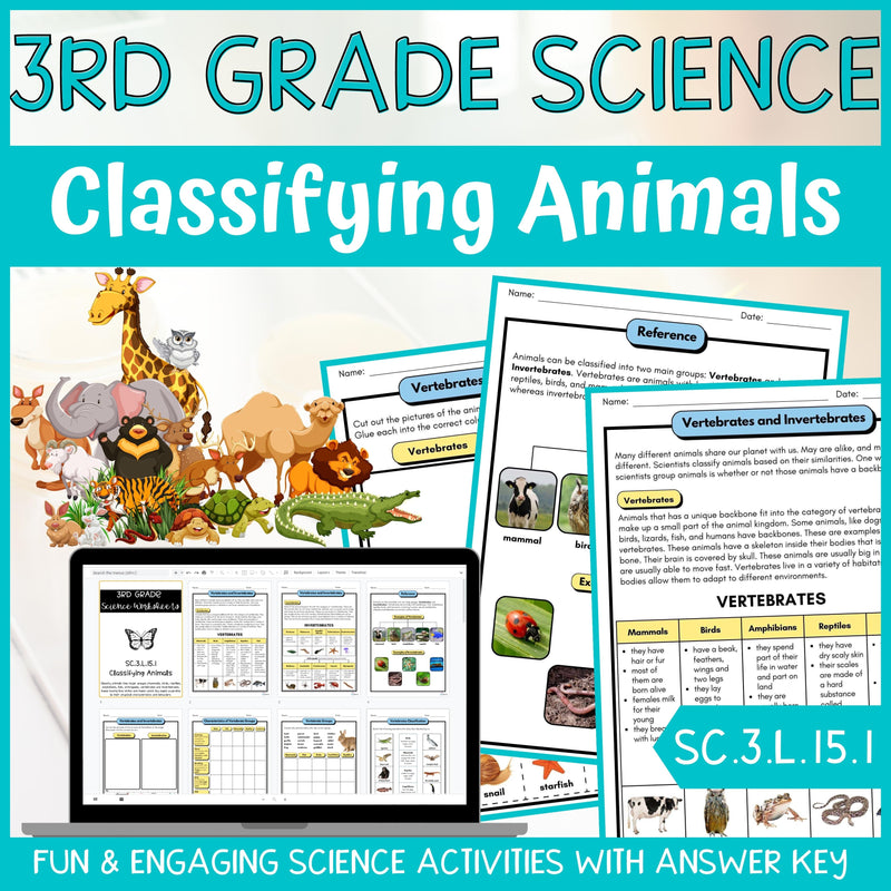 Classifying Animals Activity & Answer Key 3rd Grade Life Science