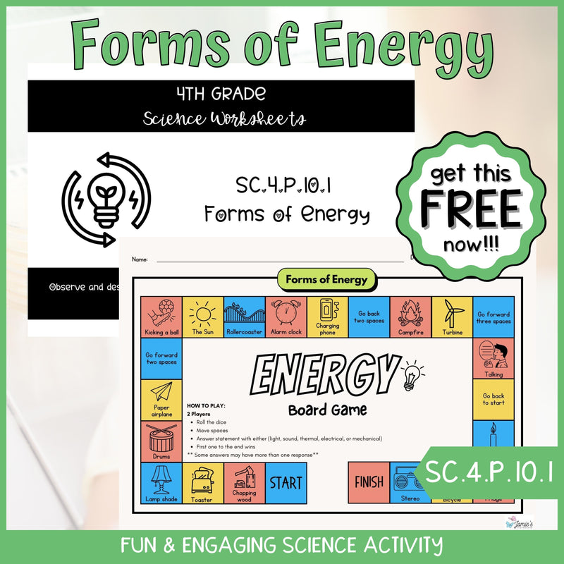 FREE Forms of Energy Board Game Physical Science Activity