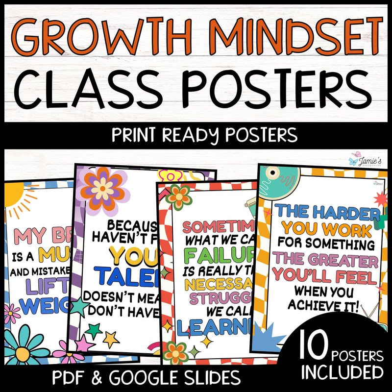 Growth Mindset Poster Display Groovy Classroom Decor and Bulletin Board