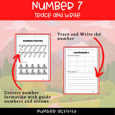 Number Tracing & Writing Activity | Number Formation Trace & Write - Number 7