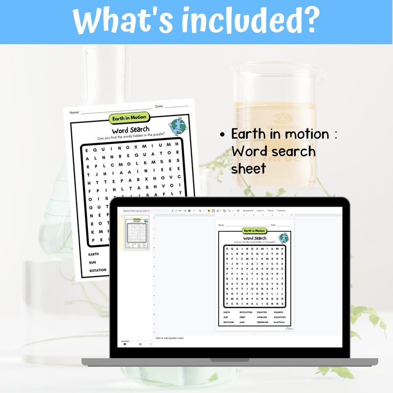 FREE Word Search Motions of the Earth Science Activity