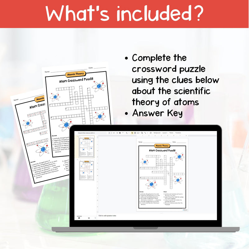 FREE Atom Crossword Puzzle Physical Science Activity