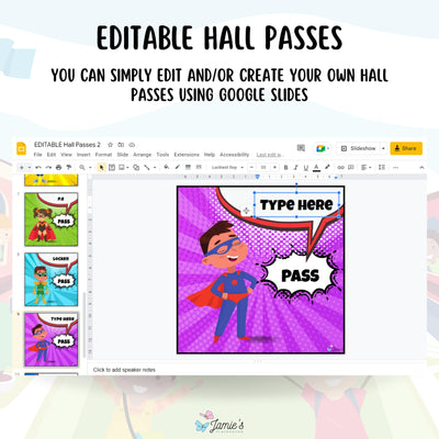 Hall Passes 2 - EDITABLE Superhero Theme Classroom Hall Passes