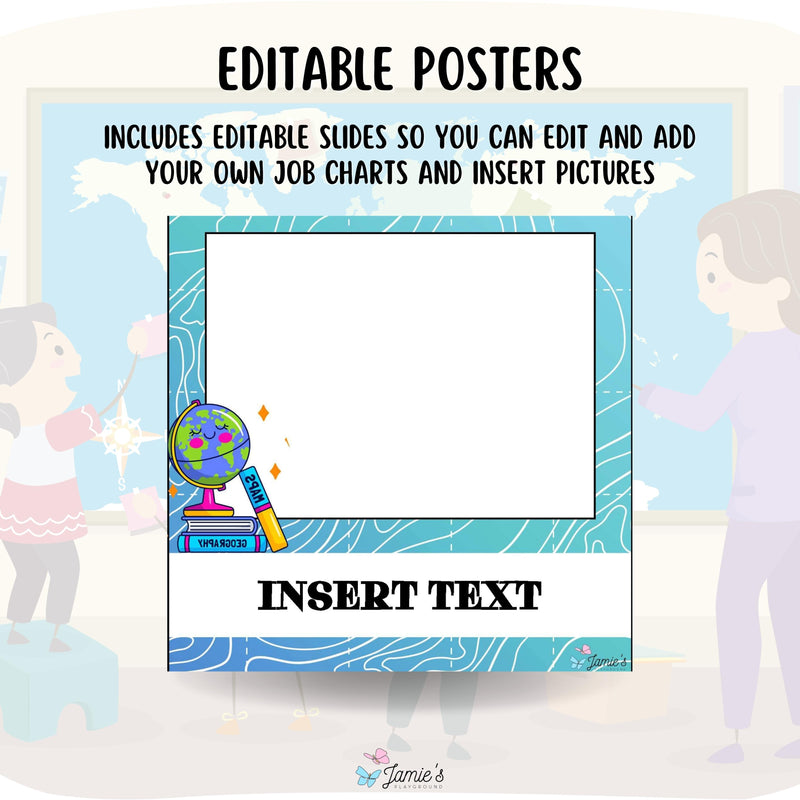 Classroom Job Charts 2 - EDITABLE Geography Classroom Helper Student Jobs