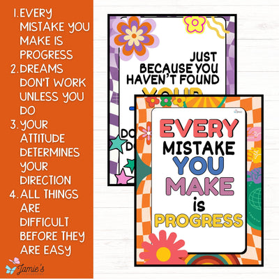 Growth Mindset Poster Display Groovy Classroom Decor and Bulletin Board