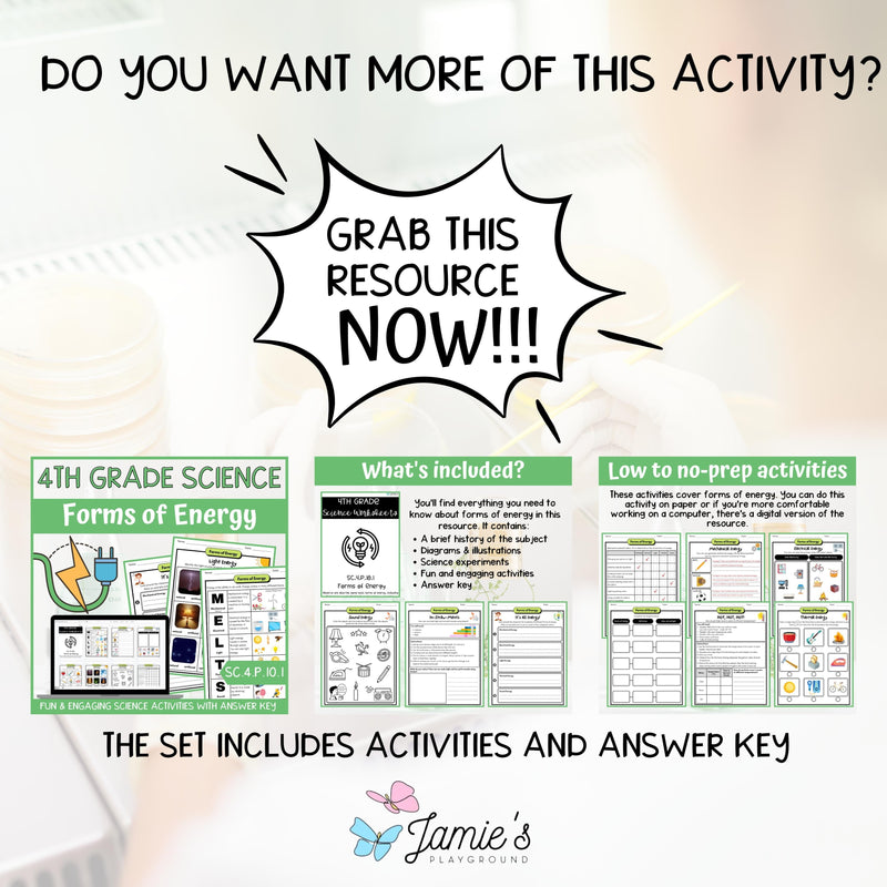 FREE Forms of Energy Board Game Physical Science Activity